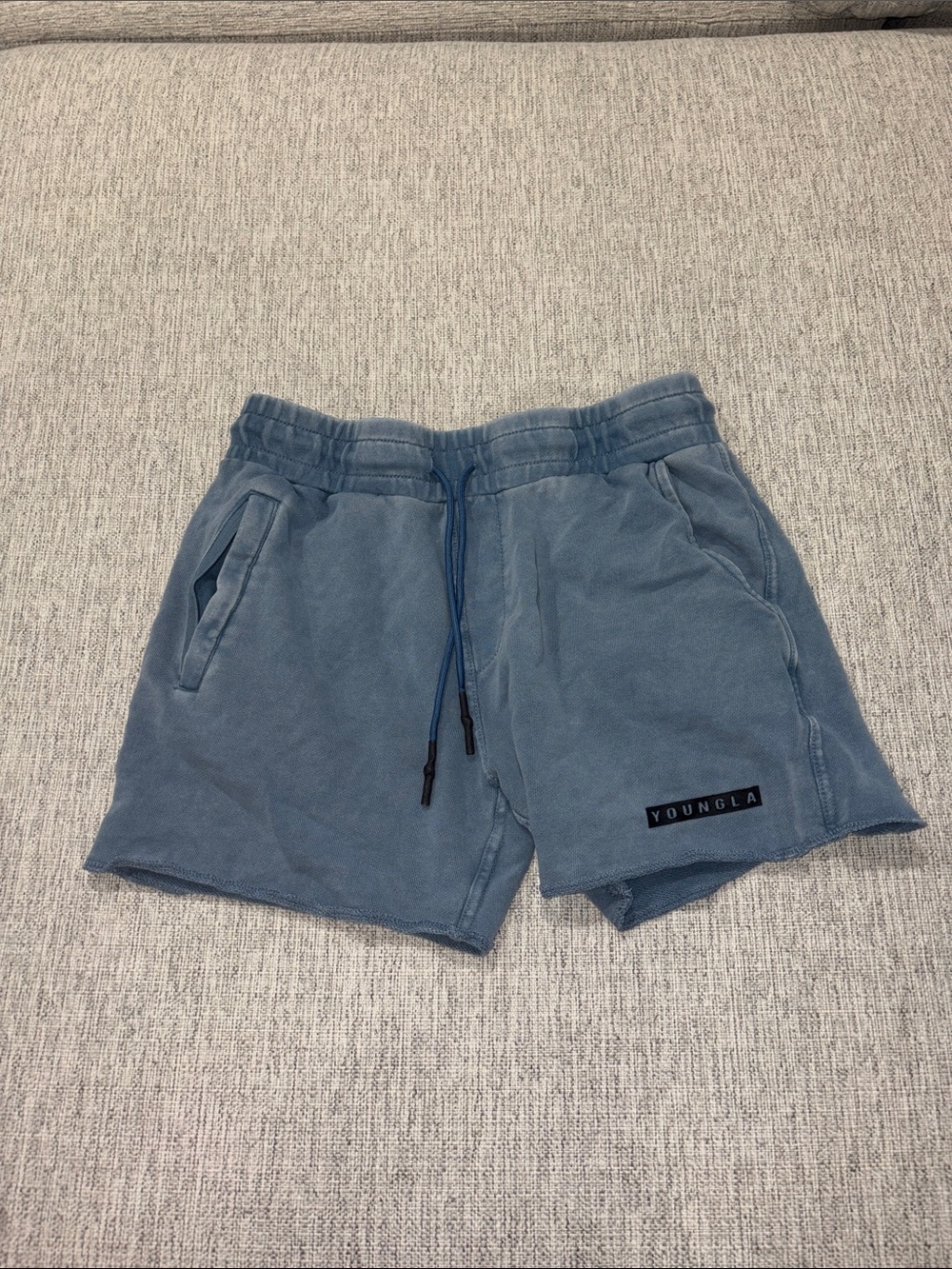 YoungLA Slate Blue Athletic Fleece Drawstring Shorts